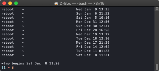 Macの再起動 シャットダウン時刻 使用時間を確認する方法 D Box